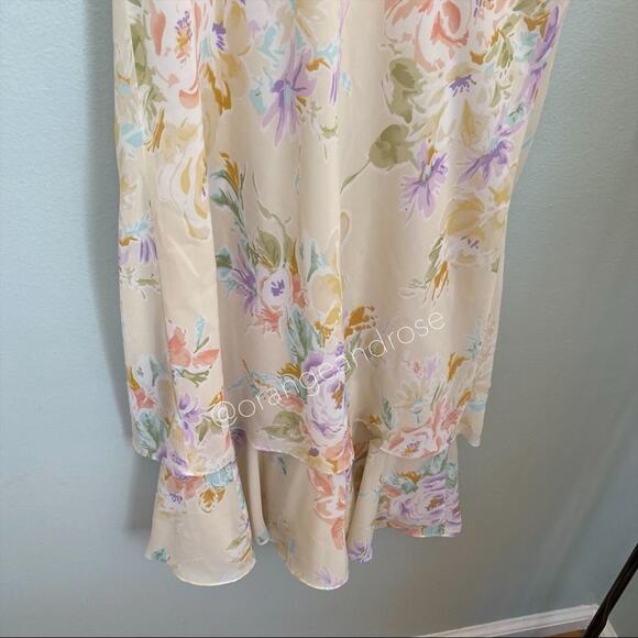 Vintage Metaphor 90s Pastel Yellow Pink Maxi Dress With Shawl Jacket 8 M - Picture 9 of 12